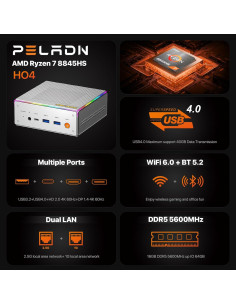 Mini PC PELADN HO4 Ryzen 7 32GB RAM 512GB SSD WiFi 6 2