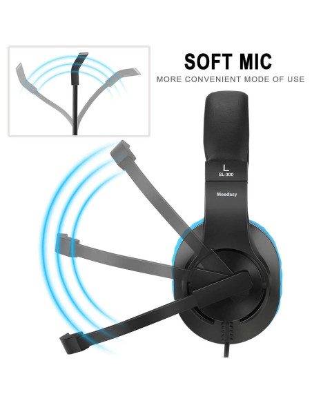 Auriculares Gaming Meedasy Azul para PS4, Xbox y PC con Micrófono