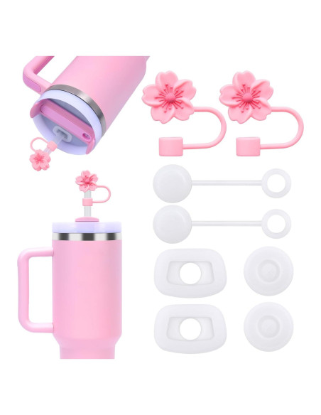 Tapones Antiderrame Raymall para Stanley 30oz y 40oz - 8 Piezas Silicona Rosa