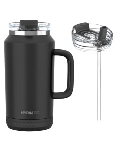 Taza aislada Hydraful 64 oz acero inoxidable negra - a prueba de fugas