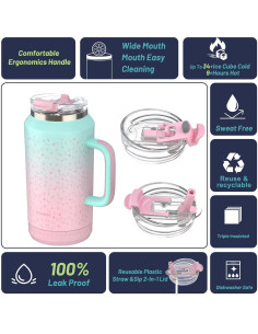 Taza aislada Hydraful 64 oz acero inoxidable negra - a prueba de fugas 2