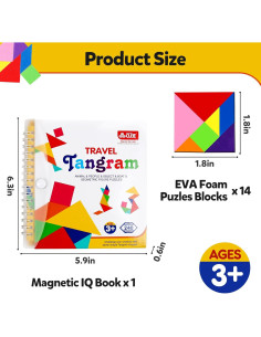 Juego de Puzzle Tangram de Viaje YATAOME 240 Soluciones 2