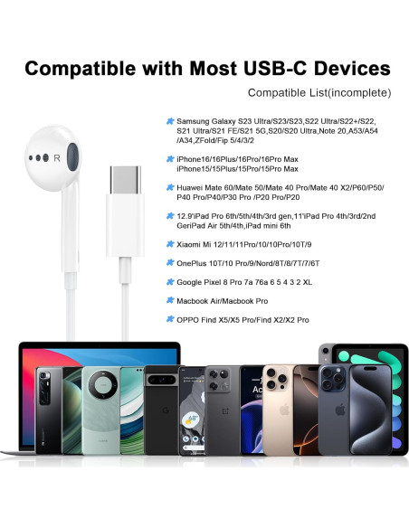 Auriculares USB C Intrauditivos HiFi esbeecables 2 Pack