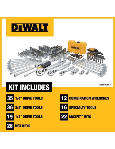 Kit de Herramientas Mecánicas DEWALT 168 Piezas DWMT73803