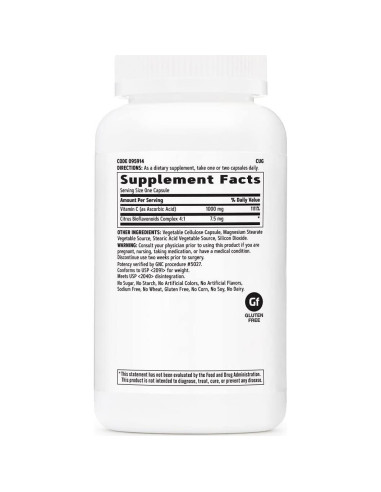 Suplemento de Vitamina C 1000mg GNC - 180 Cápsulas Vegetarianas