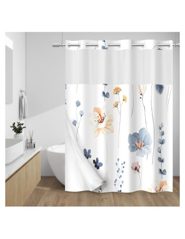 Cortina de Ducha Floral Acuarela WITHLOC 180x188 cm Impermeable