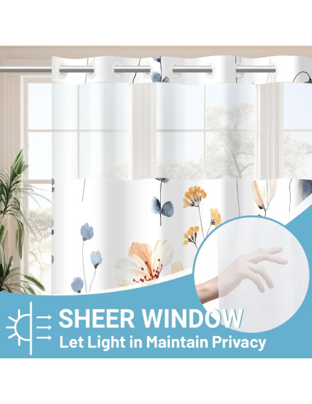 Cortina de Ducha Floral Acuarela WITHLOC 180x188 cm Impermeable