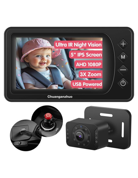 Cámara para Bebés S100P - Monitor de Coche 5" HD 1080P