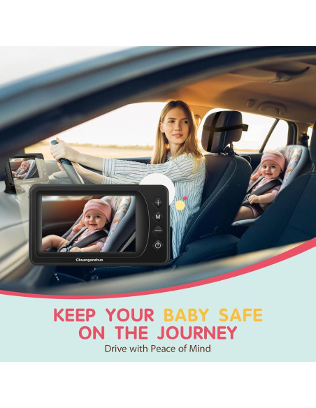 Cámara para Bebés S100P - Monitor de Coche 5" HD 1080P