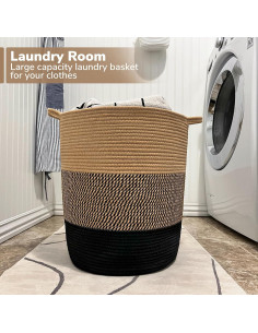 Cesta de Ropa INDRESSME Grande 58L Yute Negro 45.2x40.1x35.1cm 2