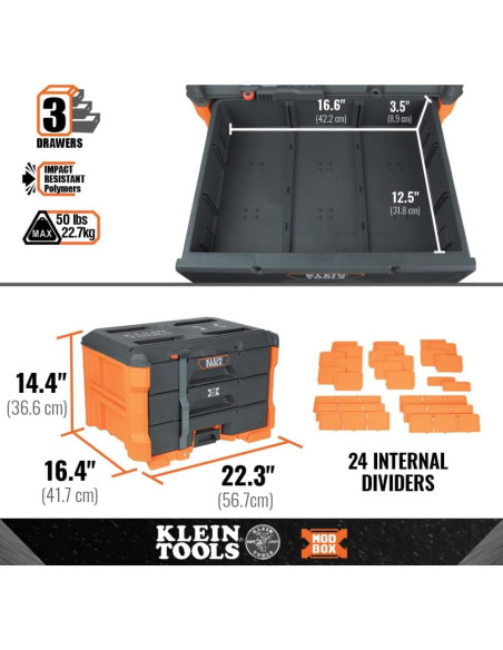 Caja de Herramientas Klein Tools MODbox 3 Cajones 22,68 kg