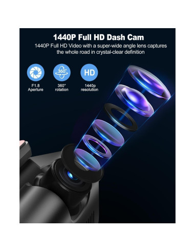 Cámara 360 UOOYOO para coche, Dual 2K + 1080P, IR
