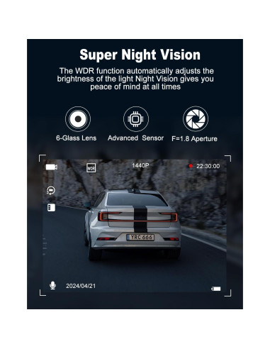 Cámara 360 UOOYOO para coche, Dual 2K + 1080P, IR