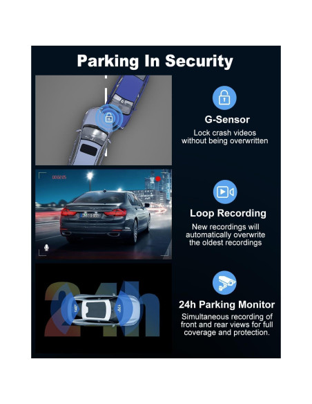 Cámara 360 UOOYOO para coche, Dual 2K + 1080P, IR