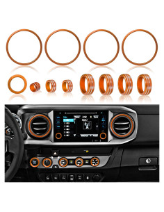 Cubiertas de Perilla de Aire Acondicionado SENSHINE para Toyota Tacoma 2016-2019 - 12 Pcs Naranja