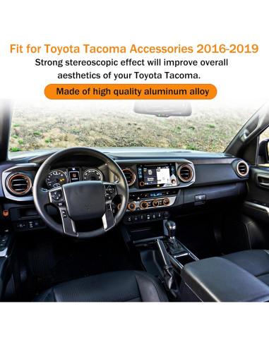 Cubiertas de Perilla de Aire Acondicionado SENSHINE para Toyota Tacoma 2016-2019 - 12 Pcs Naranja