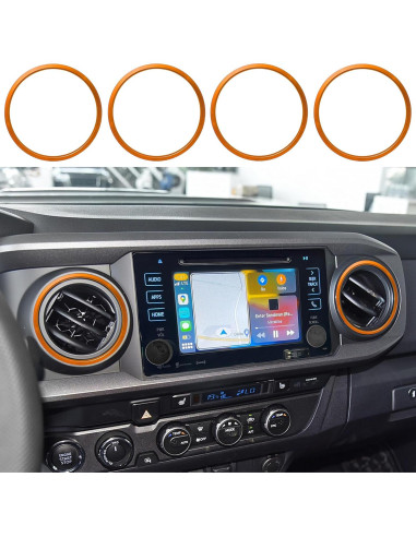 Cubiertas de Perilla de Aire Acondicionado SENSHINE para Toyota Tacoma 2016-2019 - 12 Pcs Naranja
