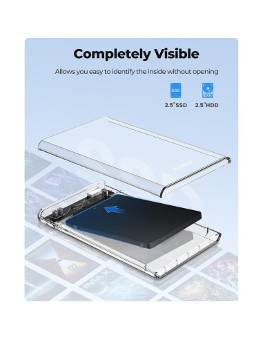 Carcasa Externa ORICO 2.5" USB 3.0 SATA III 6TB Transparente