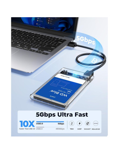 Carcasa Externa ORICO 2.5" USB 3.0 SATA III 6TB Transparente