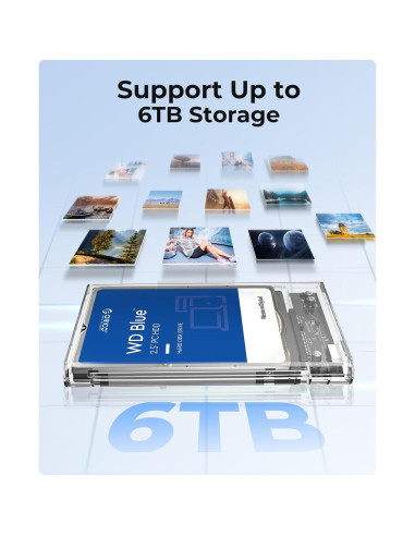Carcasa Externa ORICO 2.5" USB 3.0 SATA III 6TB Transparente