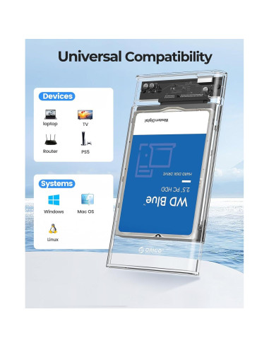 Carcasa Externa ORICO 2.5" USB 3.0 SATA III 6TB Transparente