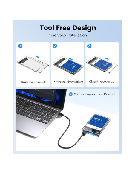 Carcasa Externa ORICO 2.5" USB 3.0 SATA III 6TB Transparente
