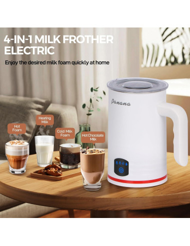 Espumador de Leche Eléctrico Panana 430ml 4 en 1 Blanco
