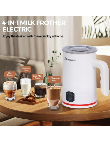 Espumador de Leche Eléctrico Panana 430ml 4 en 1 Blanco