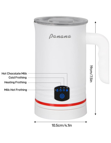 Espumador de Leche Eléctrico Panana 430ml 4 en 1 Blanco