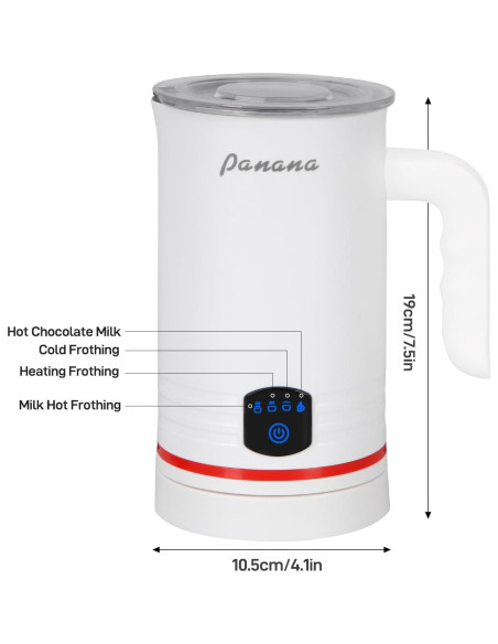 Espumador de Leche Eléctrico Panana 430ml 4 en 1 Blanco
