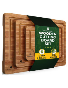 Juego de 3 Tablas de Cortar de Bambú Woodenhouse - Resistente y Fácil de Limpiar