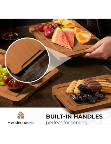Juego de 3 Tablas de Cortar de Bambú Woodenhouse - Resistente y Fácil de Limpiar