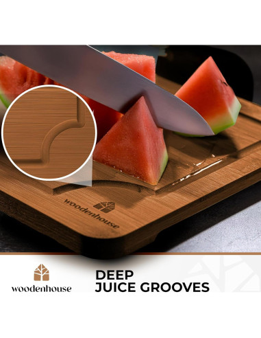 Juego de 3 Tablas de Cortar de Bambú Woodenhouse - Resistente y Fácil de Limpiar