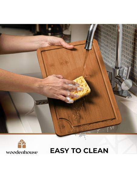 Juego de 3 Tablas de Cortar de Bambú Woodenhouse - Resistente y Fácil de Limpiar