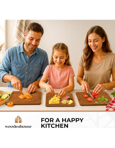 Juego de 3 Tablas de Cortar de Bambú Woodenhouse - Resistente y Fácil de Limpiar