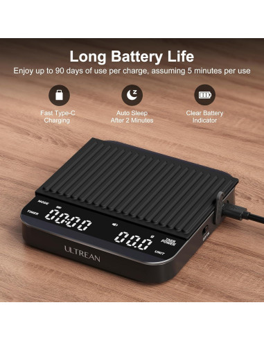 Báscula Digital de Café Ultrean K39H 2kg/0.1g con Temporizador