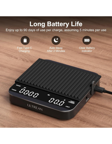 Báscula Digital de Café Ultrean K39H 2kg/0.1g con Temporizador