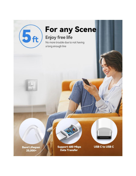 Cargador Rápido USB C TECKNET 30W con Enchufe Plegable