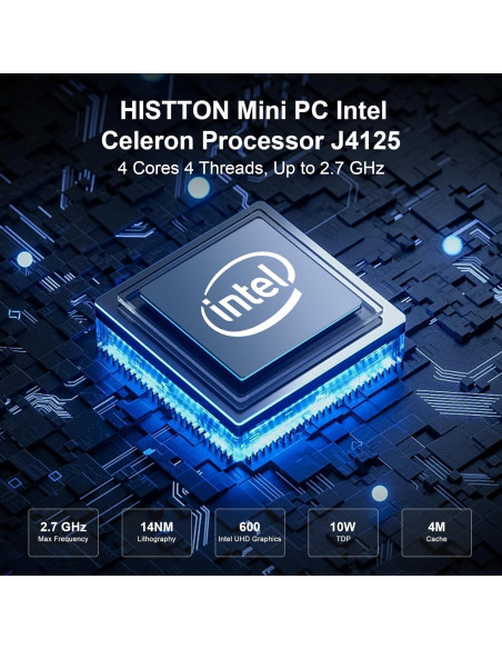 Mini PC HISTTON H3-J4125 8GB RAM 128GB SSD Sin Ventilador