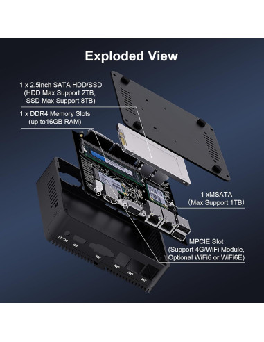Mini PC HISTTON H3-J4125 8GB RAM 128GB SSD Sin Ventilador