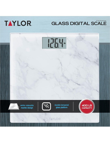 Báscula Digital de Vidrio Taylor para Baño, 181 kg, Mármol