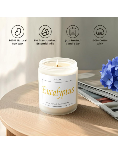 Vela Aromática de Eucalipto y Menta Putart - Cera de Soja 255g Vela Aromática de Eucalipto y Menta Putart - Cera de Soja 255g