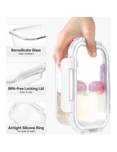 BAYZZ 10 Envases de Vidrio 650 ml con Tapas Herméticas Blancos 2