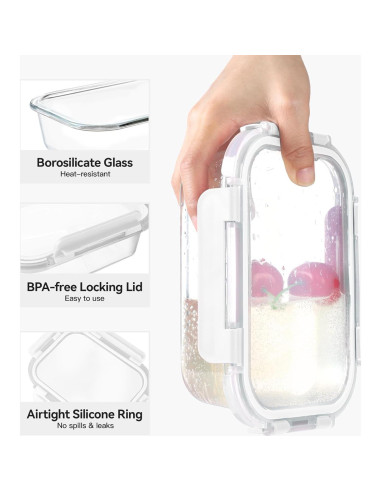 BAYZZ 10 Envases de Vidrio 650 ml con Tapas Herméticas Blancos