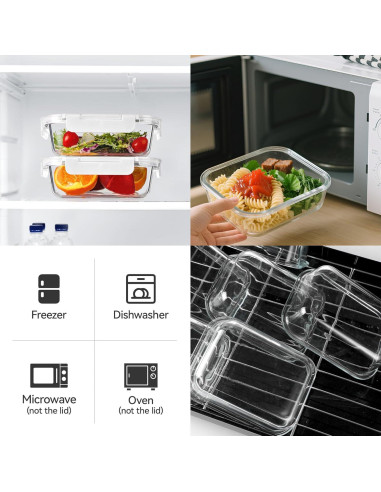 BAYZZ 10 Envases de Vidrio 650 ml con Tapas Herméticas Blancos