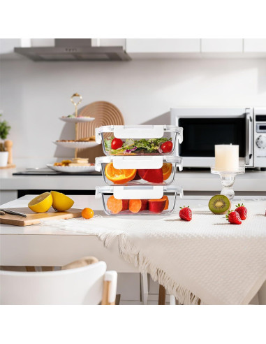 BAYZZ 10 Envases de Vidrio 650 ml con Tapas Herméticas Blancos