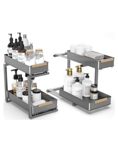 Organizador Bajo Fregadero AndUp 2 Niveles Gris 40.64x19.81x35.56 cm