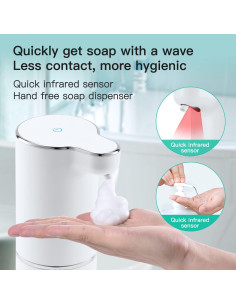 Dispensador de Jabón Automático LAOPAO 300ml Blanco Recargable 2