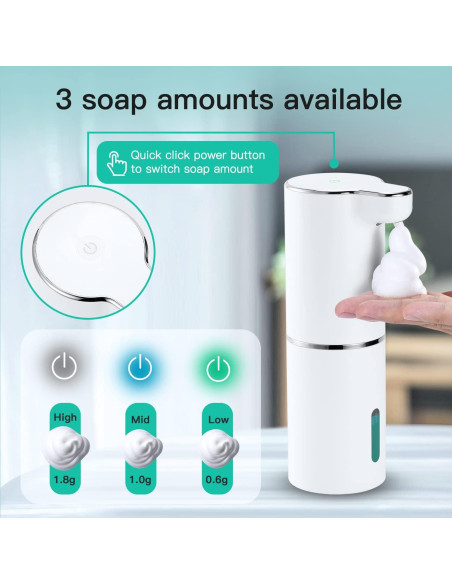 Dispensador de Jabón Automático LAOPAO 300ml Blanco Recargable