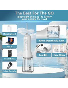 Irrigador Oral Inalámbrico HOOKKI 300ML 4 Modos IPX7 Blanco 2